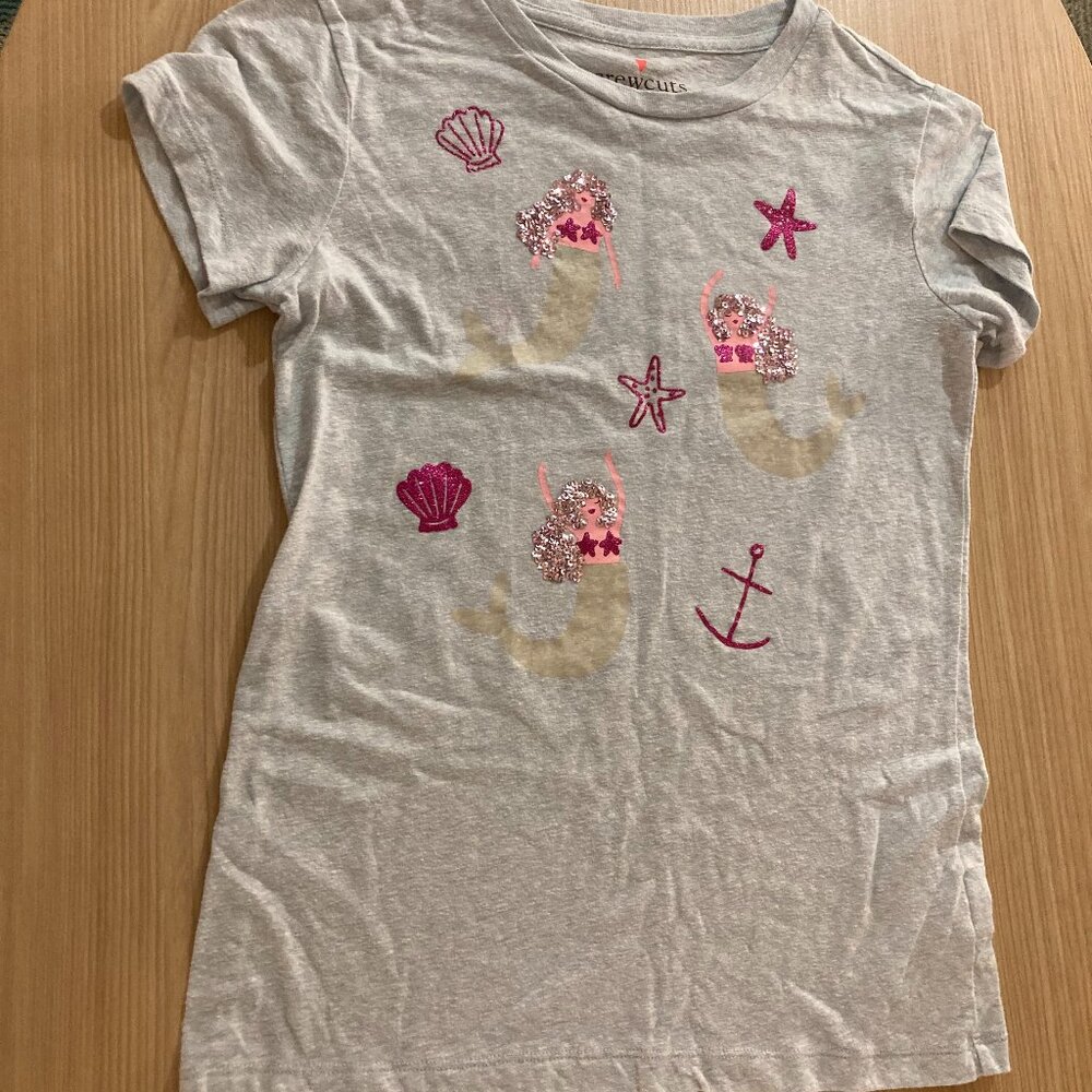 Crewcuts Light Blue Mermaid Graphic T Shirt 14 Short Sleeve Sparkly